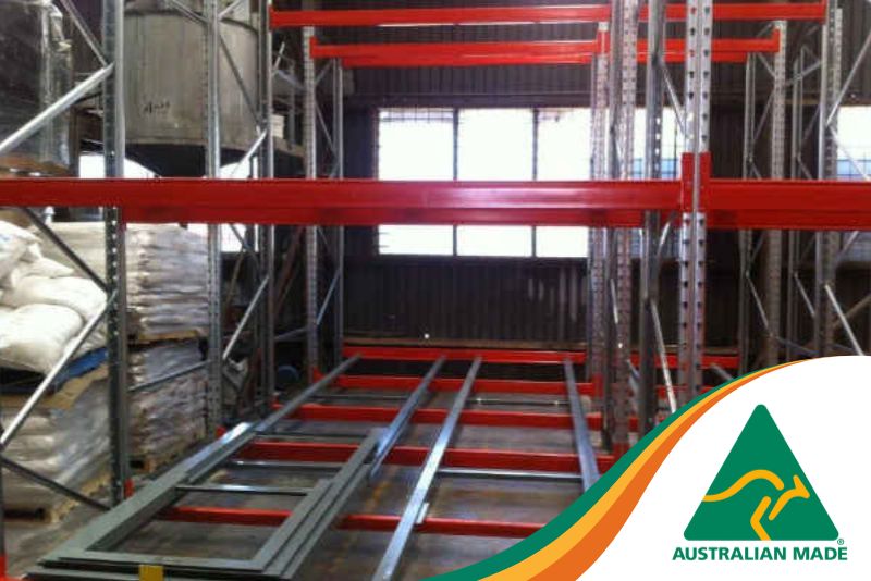 Push Back Pallet Racking Brisbane Macrack Australian Made